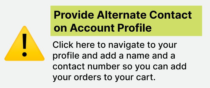No alternate contact person and number banner